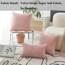 Chic Striped Lumbar Pillow Cover 12x20 in Baby Pink - Perfect for Any Room