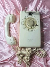 Vintage Western Electric Bell System Cream Wall Rotary Phone 554 Untested