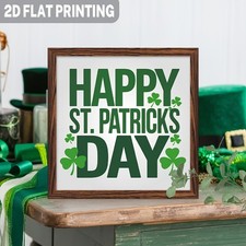 2D Happy St. Patrick'S Day Wood Framed Sign 8x8 Inch Home Decor