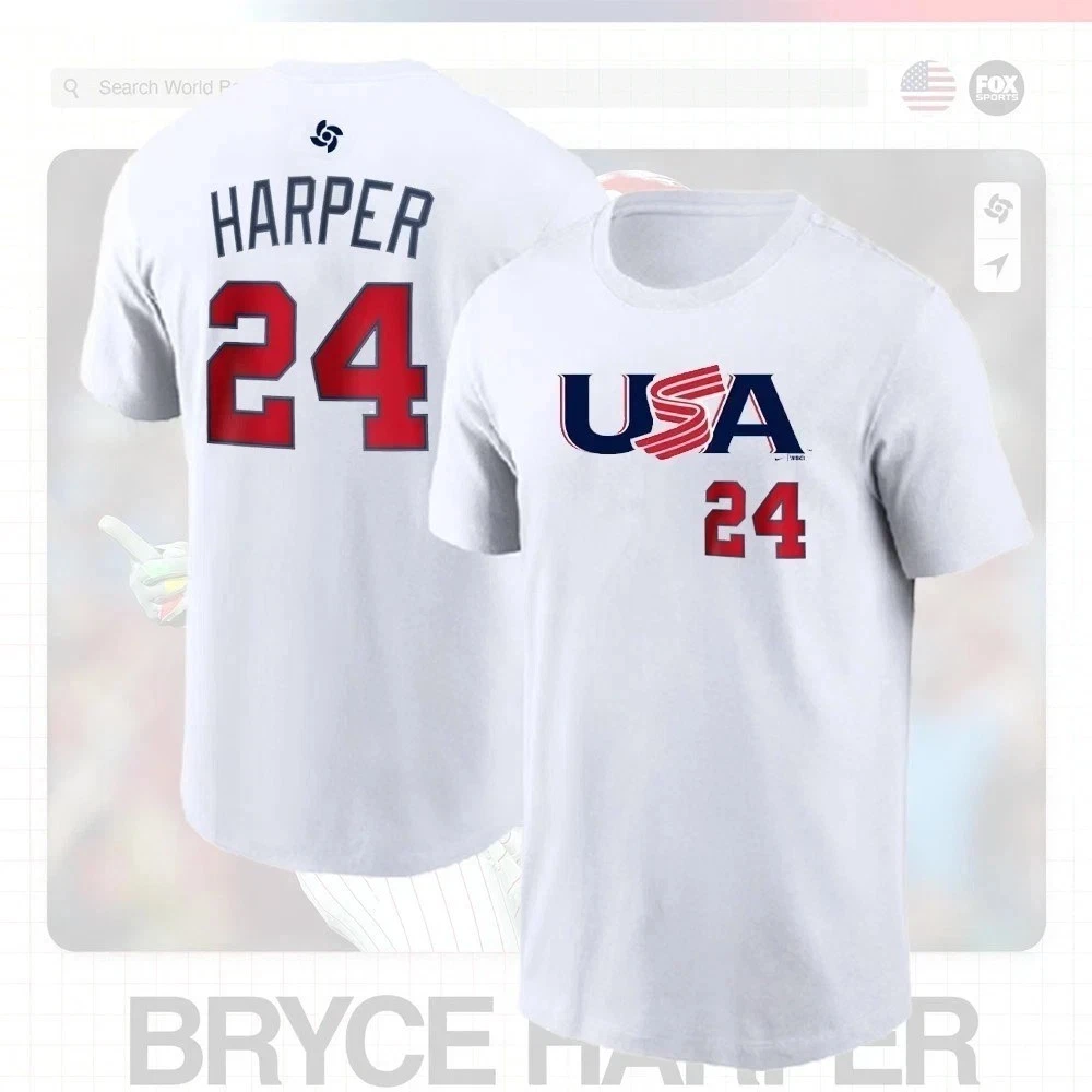 Bryce Harper #24 2026 World Baseball Classic USA Team Player Fans T Shirt