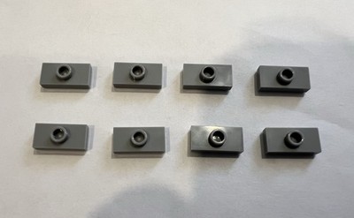 Lego Lot Of 8 Medium Stone Grey 1x2 Plate / Tile With 1 Knob Stud New City Part