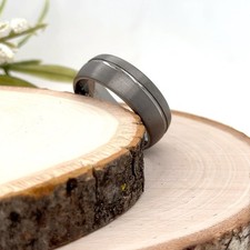8mm Gray Tungsten Carbide Ring For Christmas Silver Groove Design Proposal Band