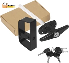 Shed Door Latch T-Handle Lock Kit with 5 Keys, Set 4½" and 5½" Stem Stor
