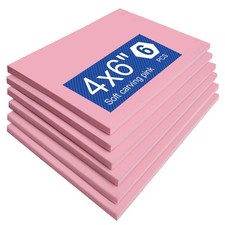 4 x 6" Pink Rubber Carving Blocks, 6 Pack Soft Linoleum Blocks for Printmakin...