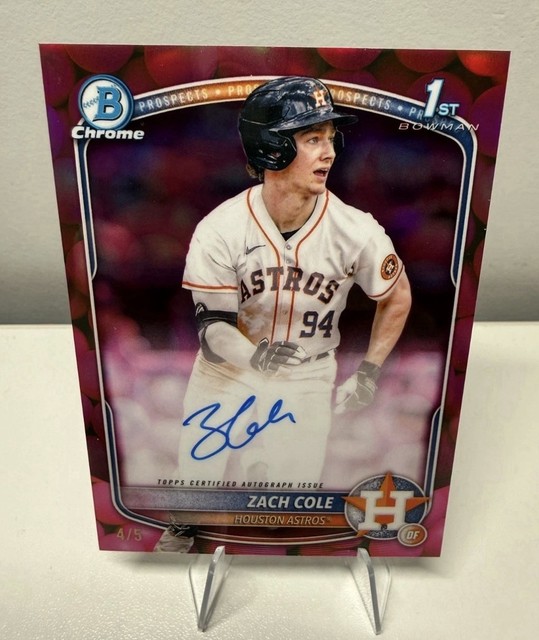 Zach Cole 2025 Bowman Chrome 1st Bubble Gum Refractor Auto /5 #CPA-ZC Astros