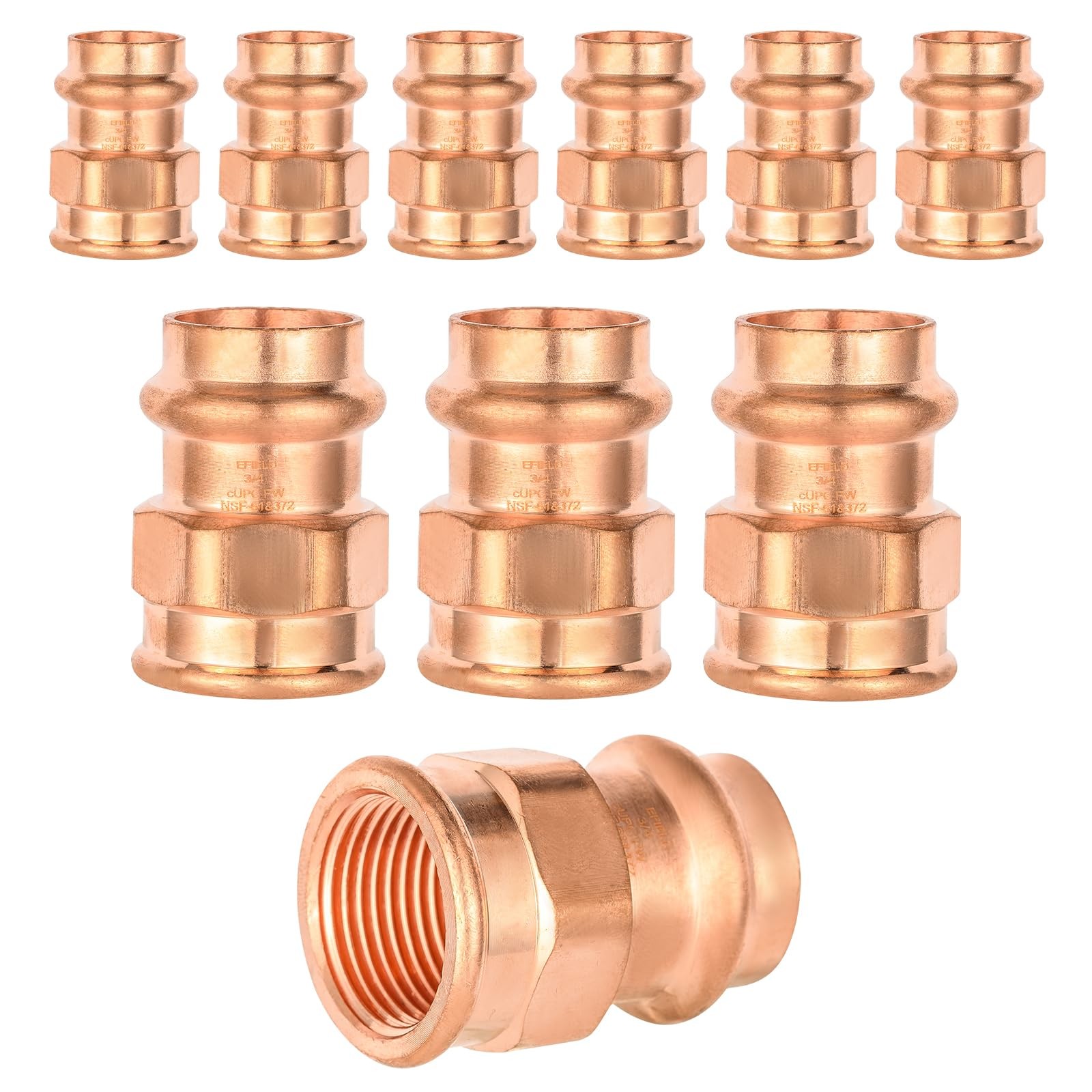 10 PCS 1/2" FPT Press Copper Female Adapter Pressure Plumbing Fitting