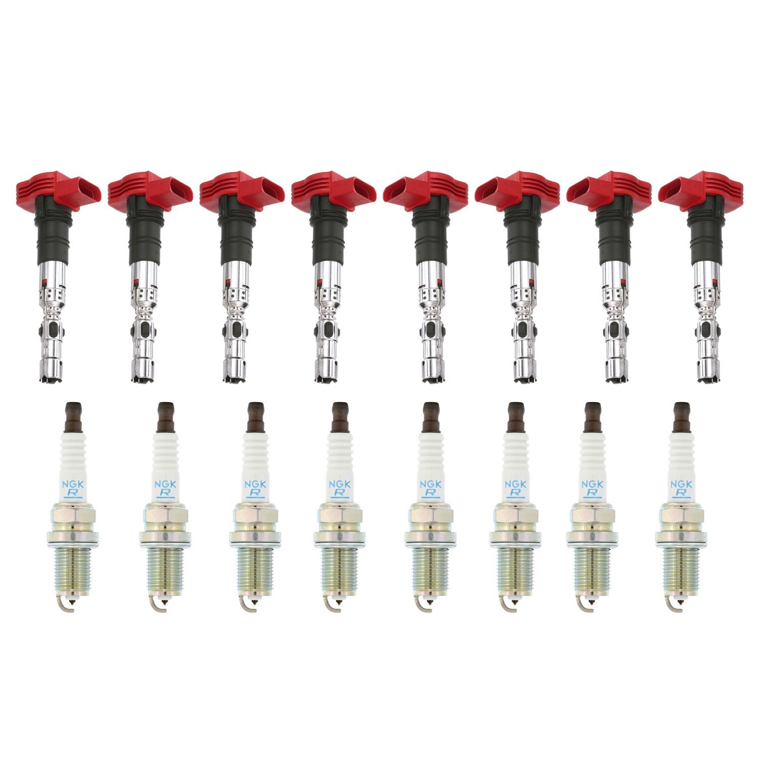 Eldor 8 Ignition Coils NGK Platinum Spark Plugs Kit for Touareg S4 A8 Quattro V8