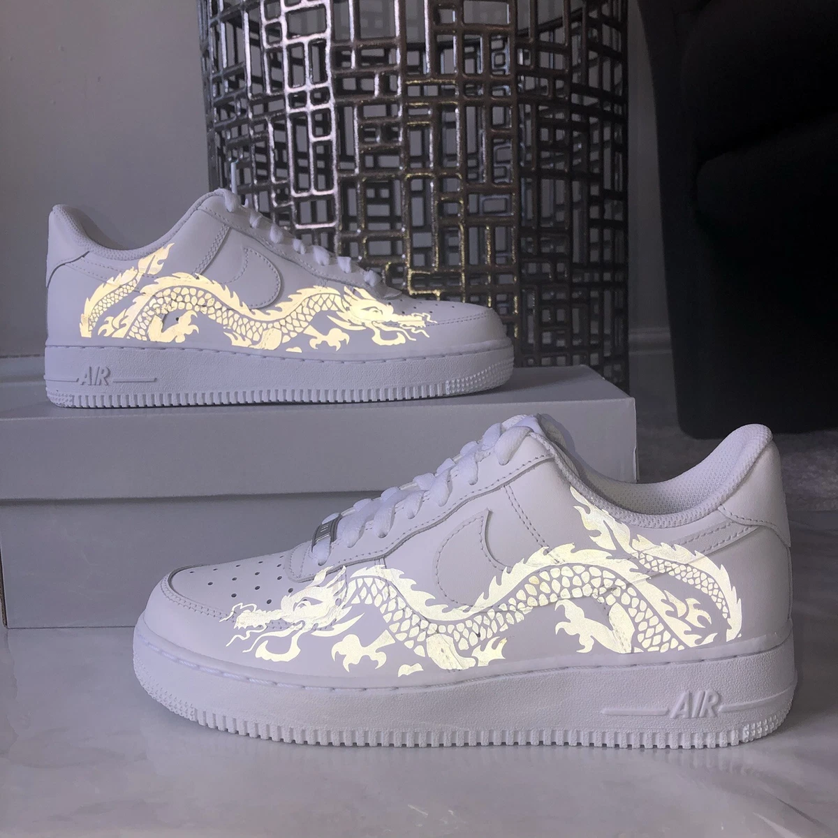 Authentic Junior Custom Nike Air Force 1 One Dragon Reflective