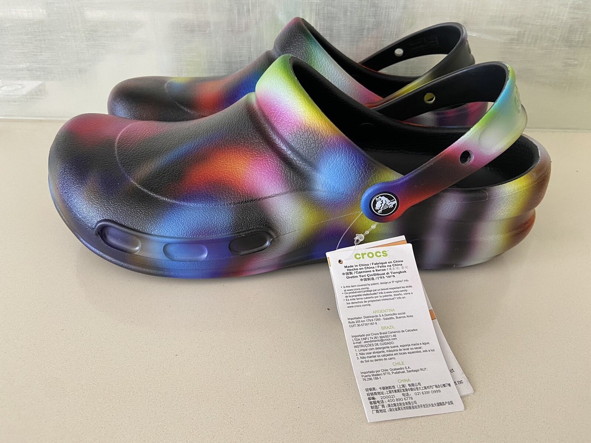 Crocs Bistro Graphic Slip Resistant Clog Men 13 Neon Tie Dye Work 204044-6RX NEW Crocs at Work Unisex Bistro Slip Resistant Clog Liberia | Ubuy main image 2
