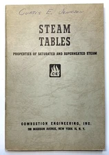 Vintage BOOKLET: 1940 Steam Tables-Combustion Engineering Inc-Superheated Steam
