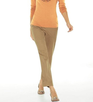NEU ELEGANT 7/8 BUSINESS STRETCH HOSE BEIN-SCHLITZE 46 HEINE camel beige *126666