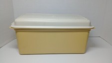 Vintage Tupperware Bread Box #171-2 with Lid Base #172-2 Harvest Gold Retro