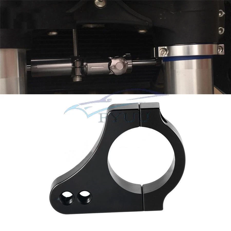Black Motorcycle CNC Aluminium Alloy Steering Damper Fork Bracket 28mm Universal - Image 4 of 4