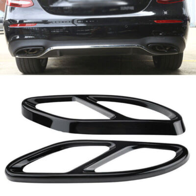 2PCS Schwarz Auspuffblende Auspuff Abdeckung für BENZ W205 W213 W212 W246 W176