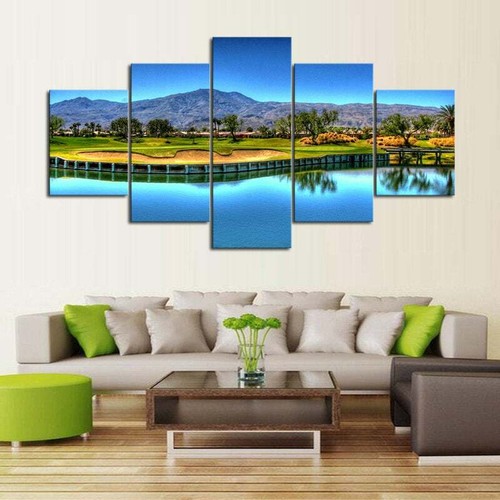 Multi Panel Print Desert Golf Course Canvas Wall Art Hole 5 Piece Mountain Sand - Picture 8 of 11