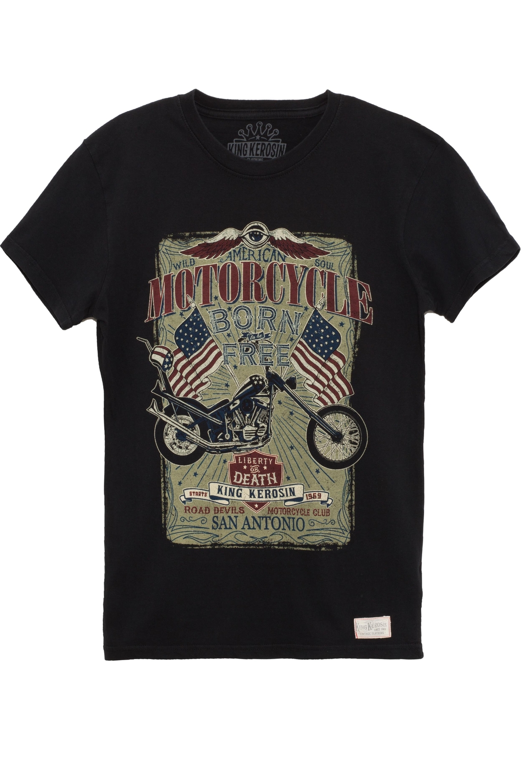 Мужская футболка King Kerosin Herren, Рожденная быть свободной 2216020033400, черный/Schwar