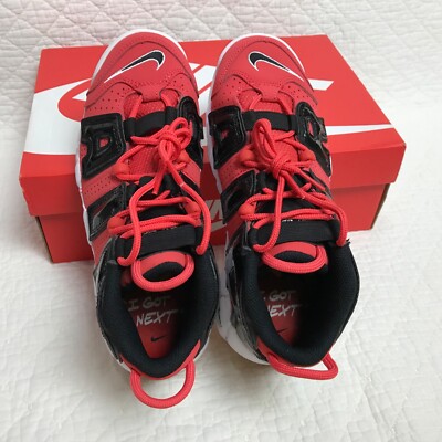 Nike Air More Uptempo (GS) Shoes Boy's SZ 7Y Lobster/Black-White