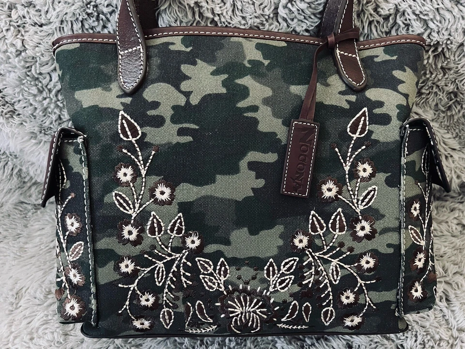 Новый без ЯРЛЫКОВ NOCONA сумка кожи камуфляж стиль цветок вышитая наплечная сумка с короткими ручками богемное - Изображение 3 из 4
