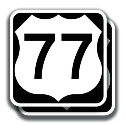 U.S. ROUTE 77 DECAL 2 Stickers Road Sign Bogo Highway Car Truck Bumper Window
