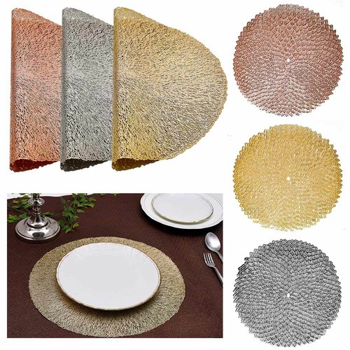 2 Pc Round Woven Placemat Vinyl Decor Table Protection Textile Mat