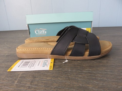 CLIFFS BY WHITE MOUNTAIN Womens 8 Fredie Slide Sandals Black - Picture 8 of 12