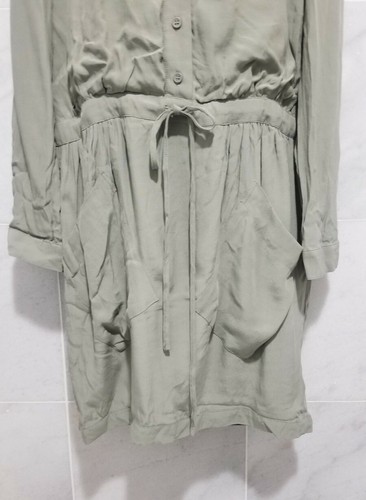Bcbg Paris Woven Laurel Buttondown Drawstring Waist Xs sage Blouse Dress - Picture 5 of 8