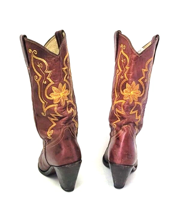 ALDO Women’s Brown Leather Cowboy Boots EU 37, US 6.5-7 Western Style Fair Cond. - Image 2 of 4