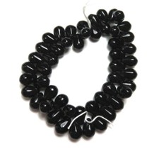50 Pcs  JET BLACK  6mm x 9mm  TEAR DROPS  GLASS BEADS LOT