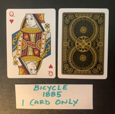 Swap Playing Card   BICYCLE 1885   Queen of Hearts  POKER SIZE