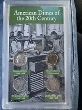 American Dimes of the 20th Century Collection 4 Dimes (3 Silver) Acrylic Set NR