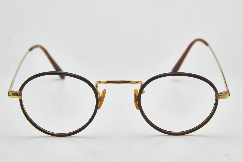 Retro 30s/40s vintage eyeglasses hipsters round frame NIGUKA gold brown - Image 3 of 4