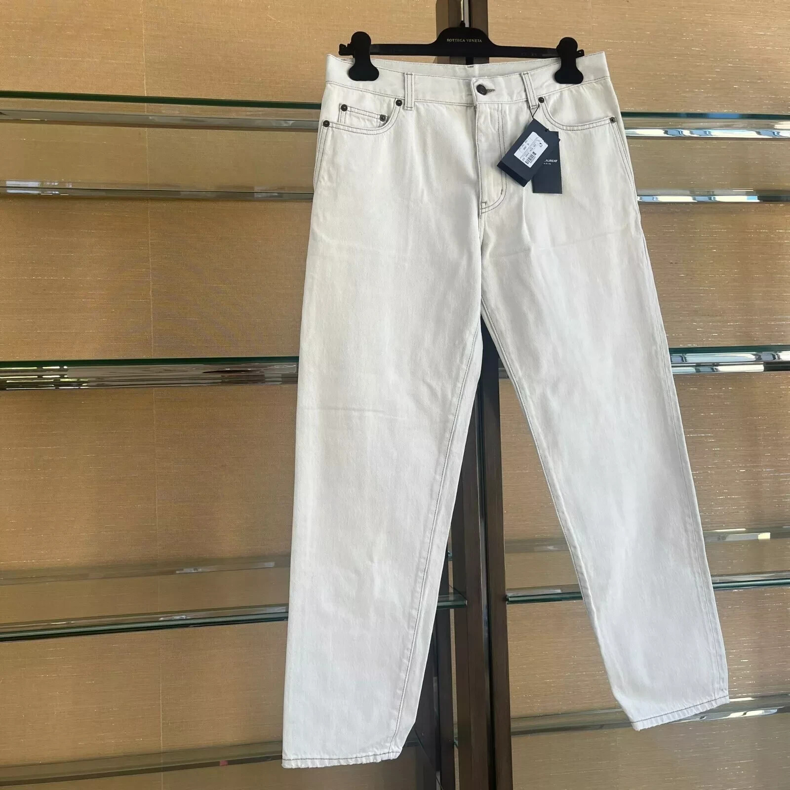 Saint Laurent Paris Carrot Denim Pants in Grey Off White BNWT 34 IT