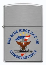 USS Blue Ridge (LCC-19) COMSEVENTHFLT Zippo MIB   Brushed Chrome