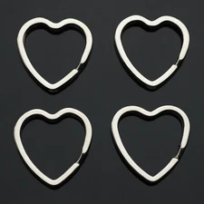 4pcs Heart Shaped Split Rings Key Ring Keychain - Silver Color