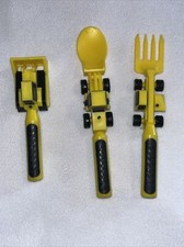 Construction Toddler Utensil Toddler Forks, Spoons, Bull Dozer Food Pusher 3pc
