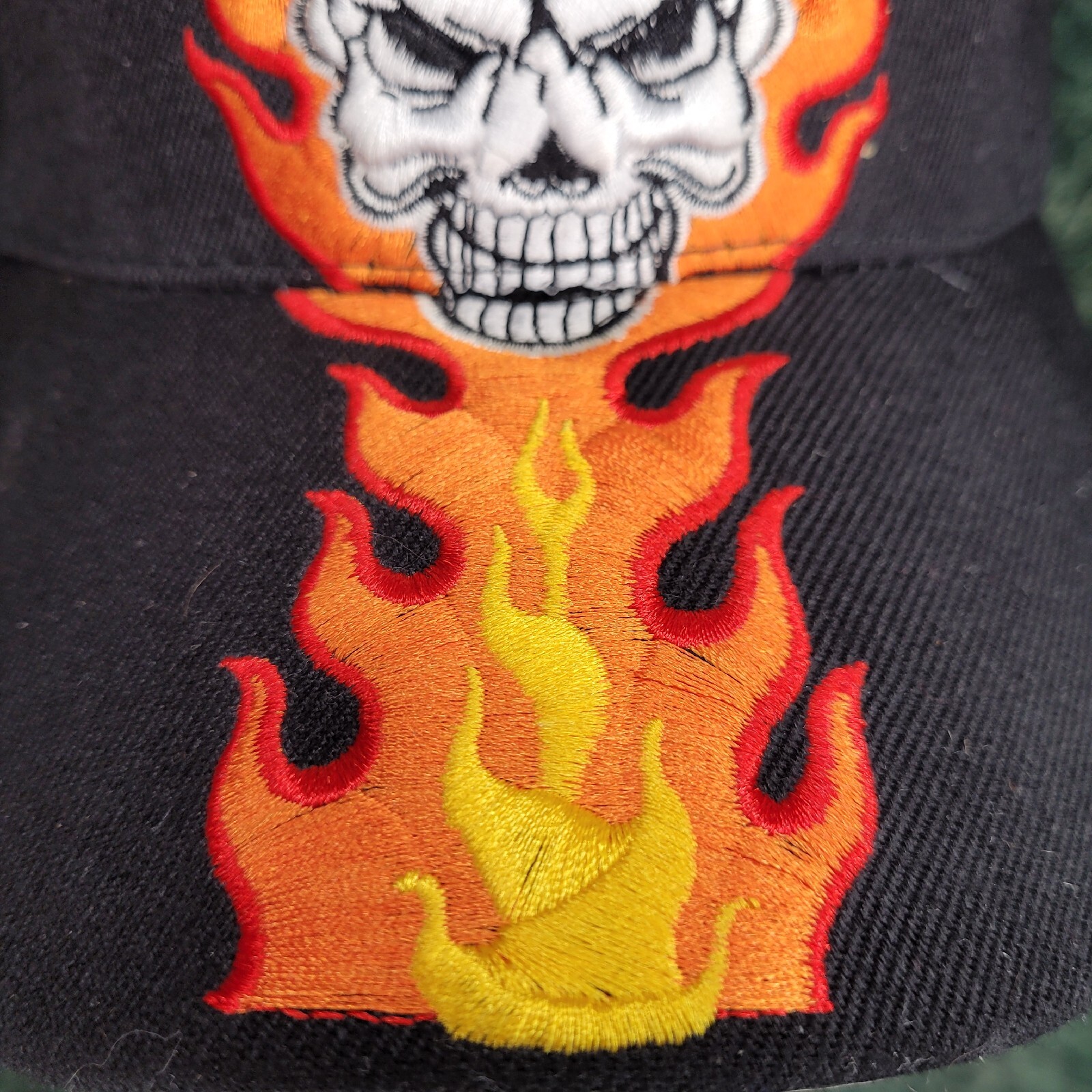 HAT CAP Hellraiser Skull & Fire Embroidered Black… - image 3