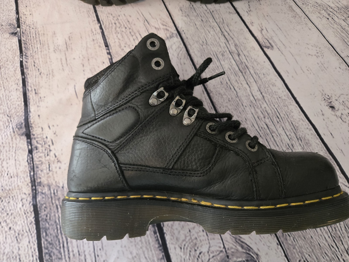 Dr. Martens Black Leather Industrial Steel Toe Work Boots Electric Hazard Sz 9 Dr. Martens Industrial Steel Toe Leather Pull | Mercari main image 2