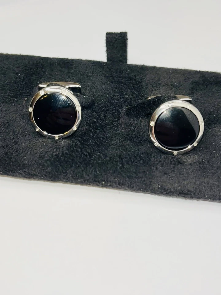 GEMELLI NUOVI PORSCHE DESIGN, Originali Polsini, Argento Sterling 925, Neri - Immagine 2 di 4