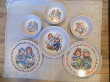 Vintage 1969 Raggedy Ann And Andy Oneida Melamine Plates/Bowls - Set of 6