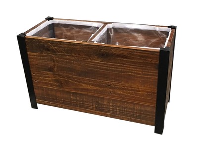 Urban Garden Low-Profile Planter, FSC Recycled Wood, 2 Sections, 28.3IN x 12I...