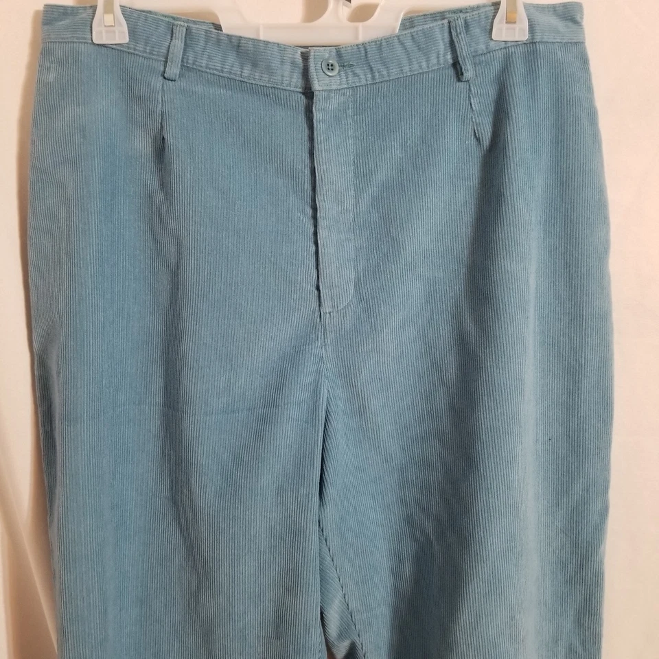 Vtg Lands' End Women's High Rise Corduroy Pants Women's 18W Regular Blue Pleated - Image 2 of 4