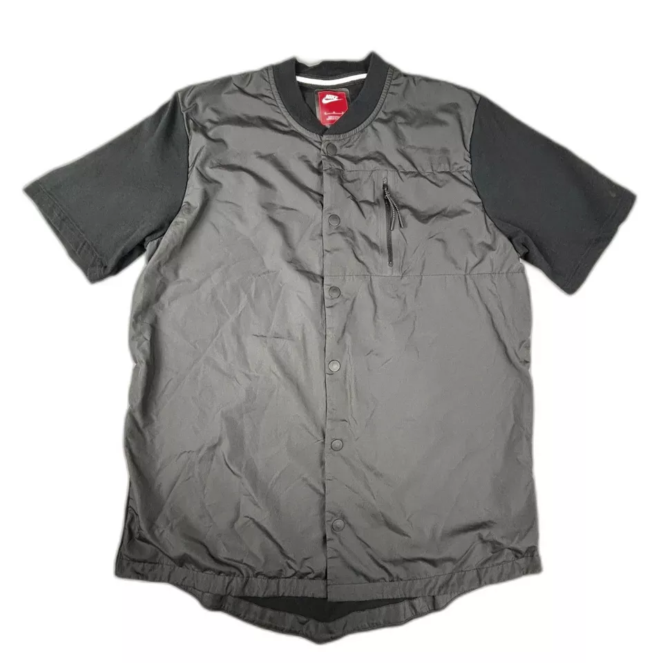 Chaqueta de bombardero híbrida Nike Tech para hombre talla M negra manga corta a presión 678614 010 Foto 2 de 4