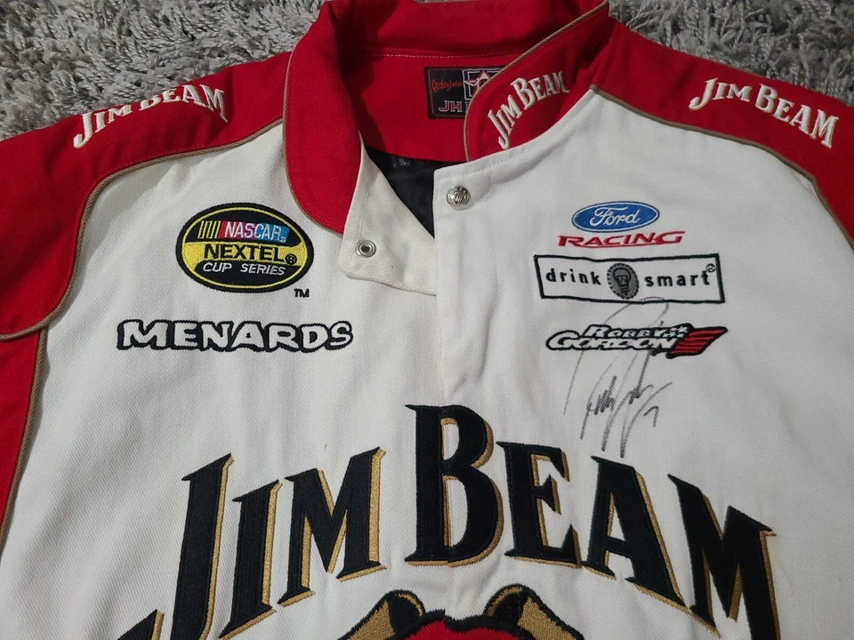 Chaqueta con botones JH Design Robby Gordon Jim Bean FIRMADA para hombre talla XL, usada Foto 4 de 4