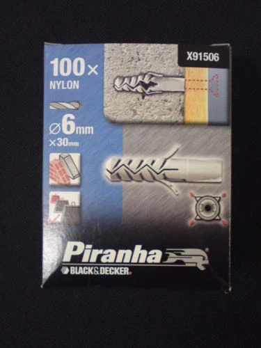 BLACK & DECKER / PIRANHA 6MM PLASTIC/NYLON WALL PLUGS x 100