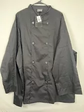 CHEF CODE Men's Black Long Sleeve Classic Chef Coat Jacket CC118 4XL NWT