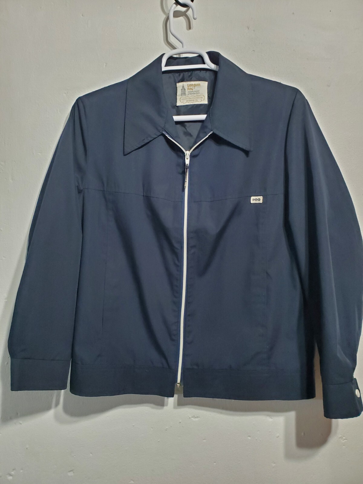 Size 44 London Fog Men's Weatherwear Dark Blue Zip Jacket - Versatile Casual and Career Style