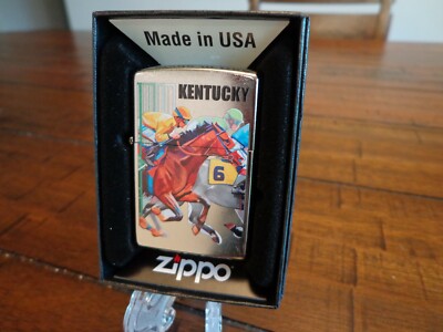 KENTUCKY DERBY HORSE RACING #6 JOCKEYS ZIPPO LIGHTER MINT IN BOX