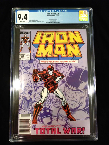 Iron Man #225, CGC 9.4, Marvel Newsstand, December 1987, Armor Wars Part 1!