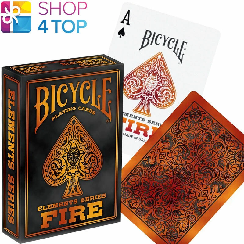 Bicycle Fire Elements Playing Cards Deck Orange Red America New
