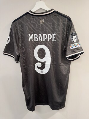 Real Madrid 24/25 Mbappe UCL Away Jersey Gray #9 Large Slim